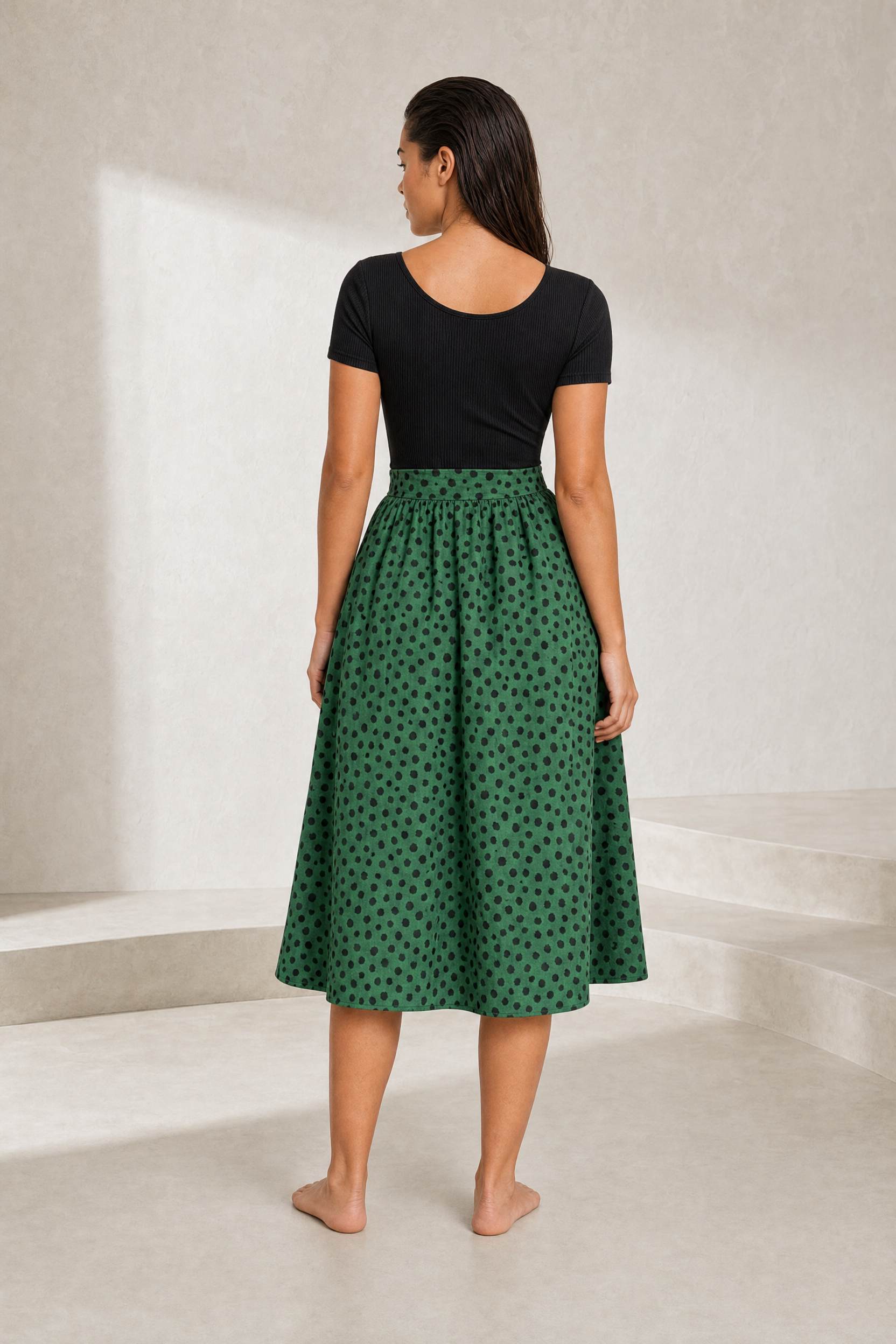 Robe bi-matière à pois | Lounelle Paris