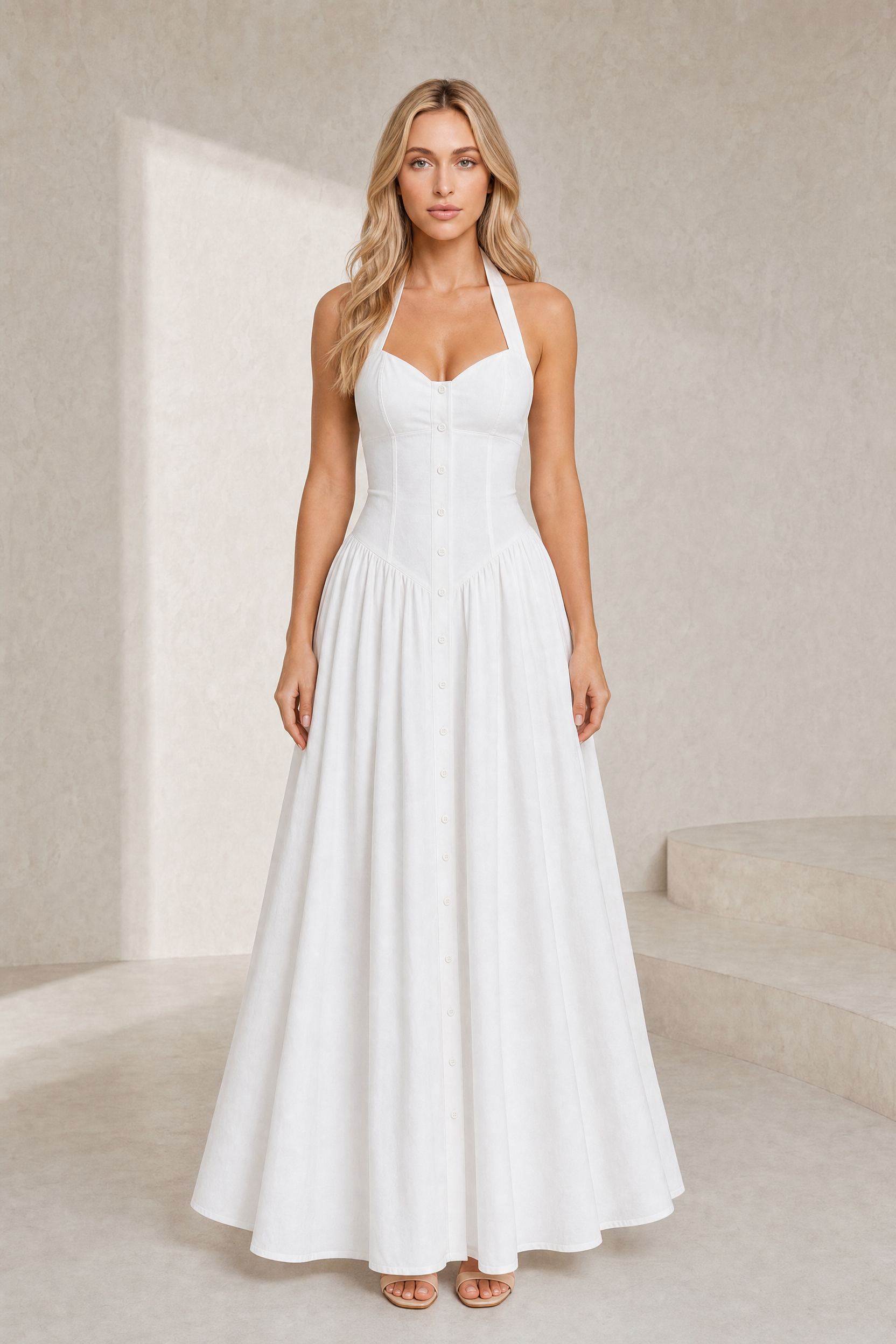 Robe longue blanche licou dos nu | Lounelle Paris