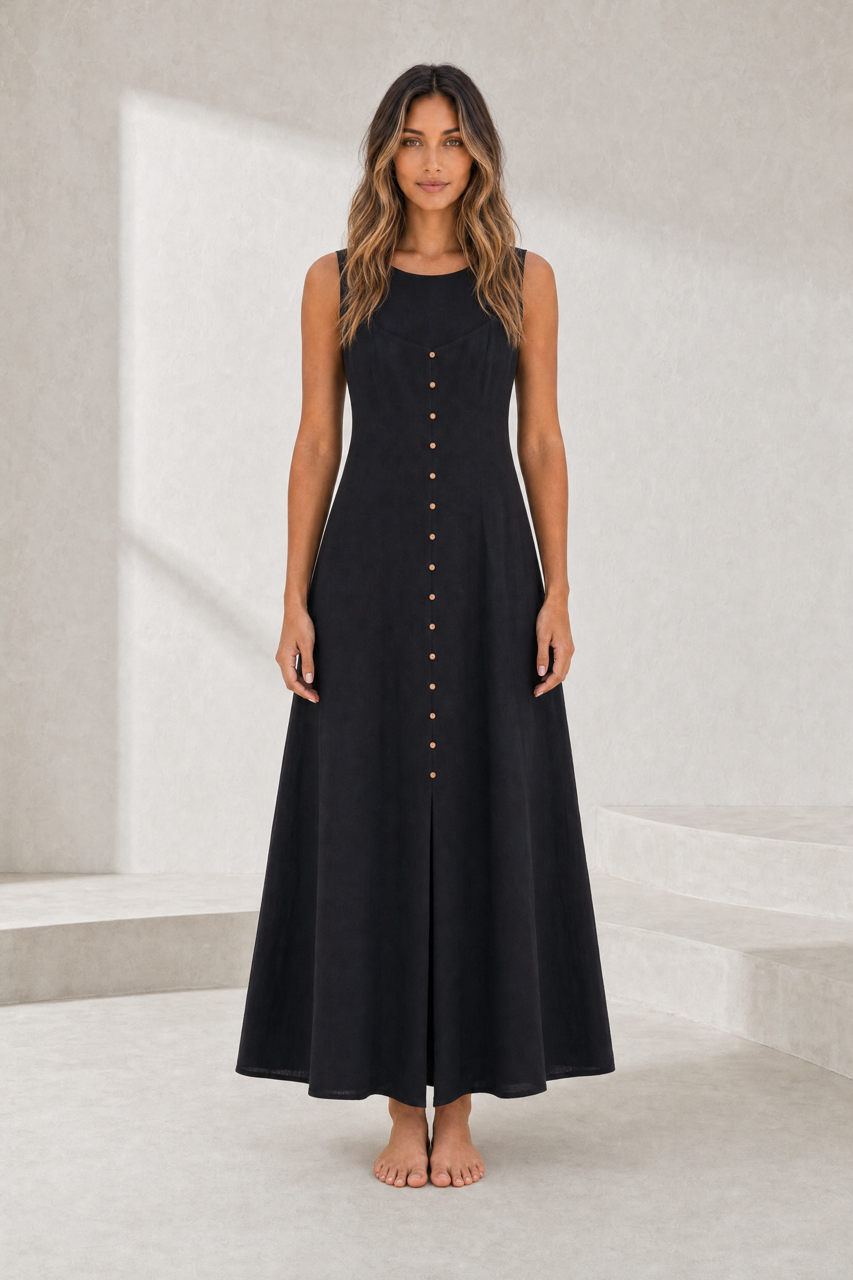 Robe midi à encolure carrée | Lounelle Paris