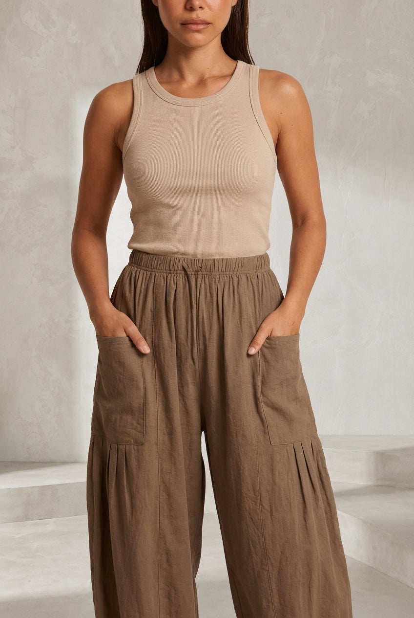 Pantalon large taille haute plissé | Lounelle Paris