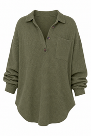 Top maille gaufrée col chemise | Lounelle Paris