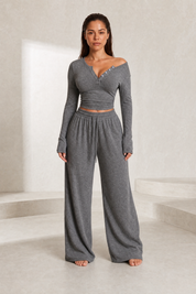 Ensemble col V et pantalon large | Lounelle Paris