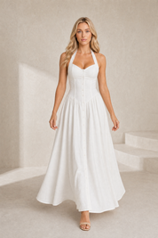 Robe longue blanche licou dos nu | Lounelle Paris