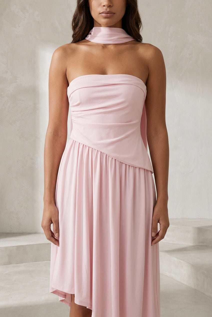 Robe longue bustier asymétrique | Lounelle Paris