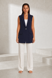 Gilet long style tailleur col en V | Lounelle Paris