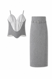 Ensemble corset et jupe argenté | Lounelle Paris