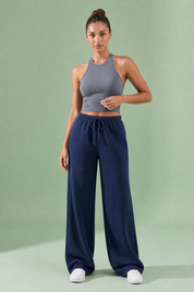 Pantalon large à cordon | Variante Bleu marine | Lounelle Paris