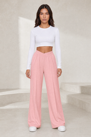 Pantalon large taille élastique en V | Lounelle Paris
