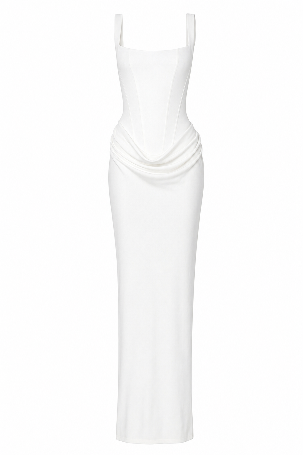 Robe longue encolure carrée drapée aperçu produit