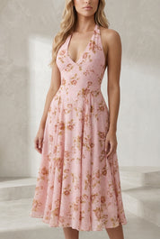 Robe rose fleurie dos nu | Lounelle Paris
