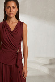 Ensemble bordeaux col drapé asymétrique | Lounelle Paris