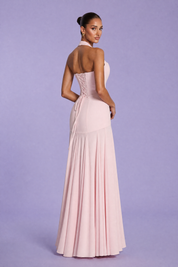 Robe longue col halter dos nu vue arrière du produit