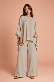 Ensemble ample encolure bateau | Variante Beige | Lounelle Paris