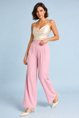 Pantalone largo a vita alta fluido