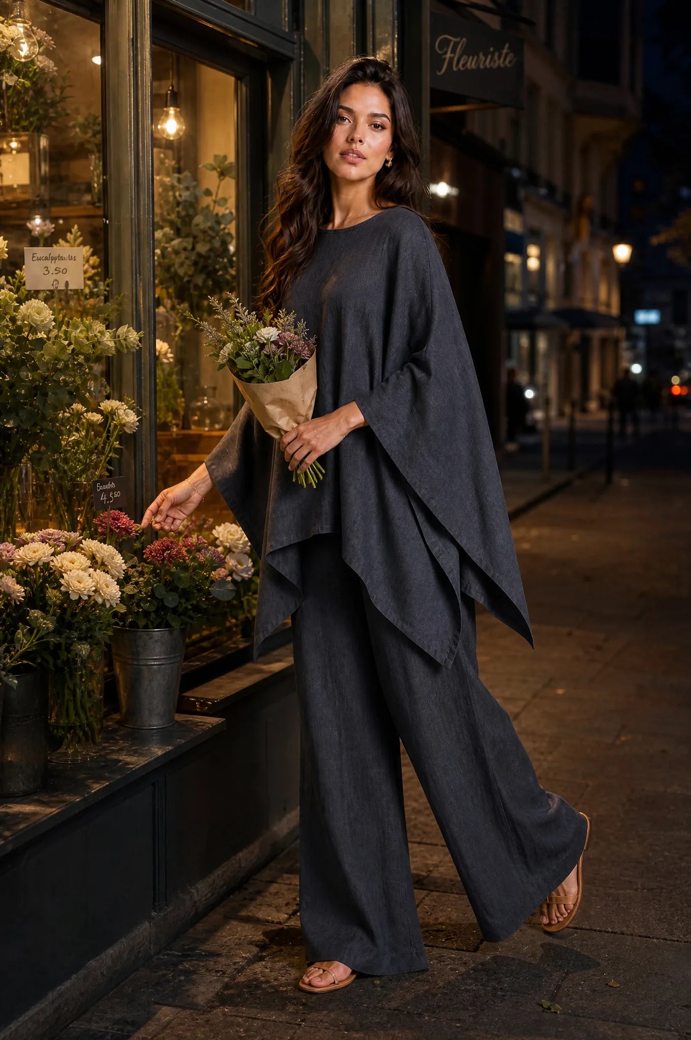 Ensemble ample col bateau | Variante Gris foncé - Lifestyle | Lounelle Paris