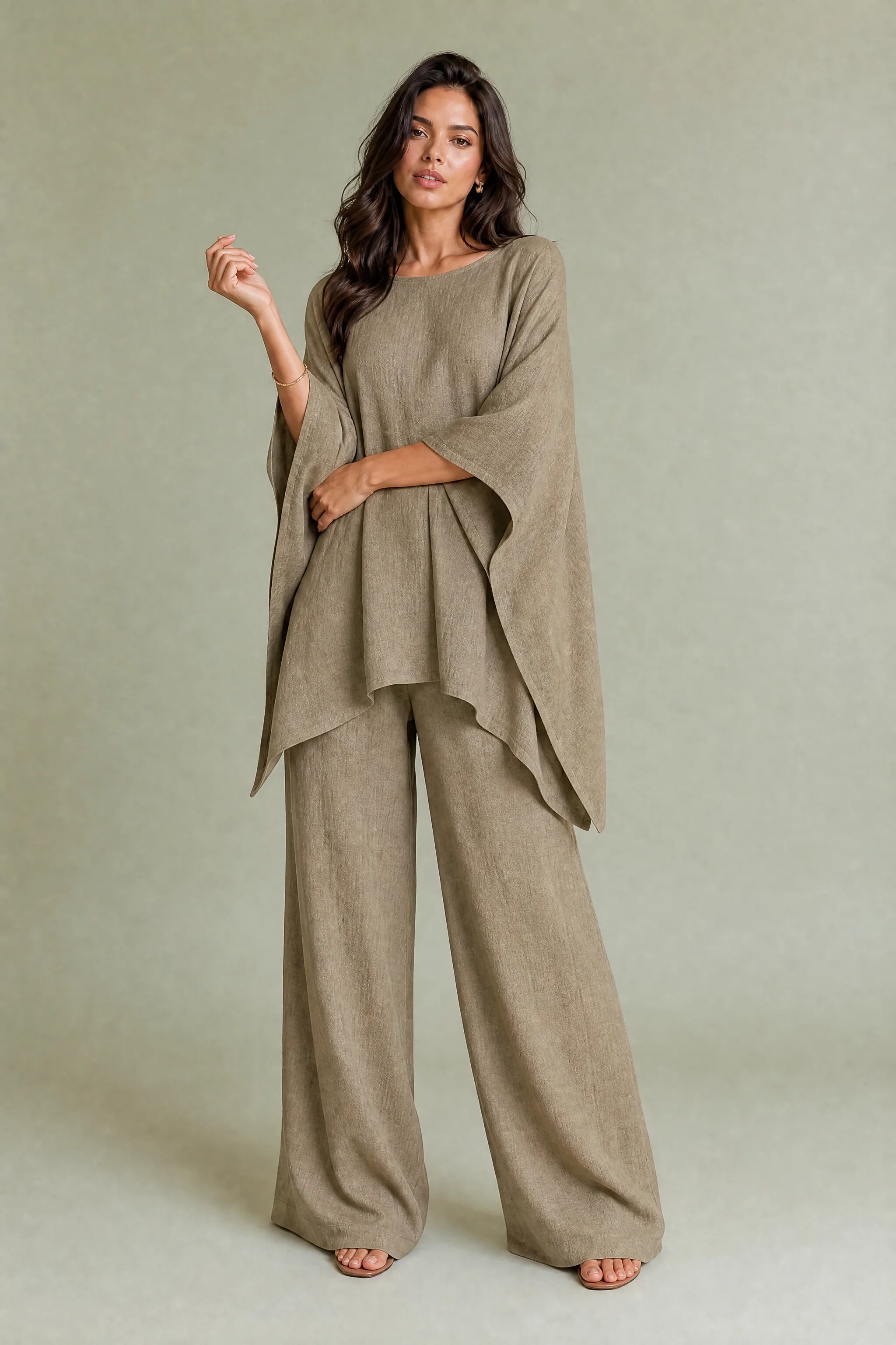 Ensemble ample col bateau | Variante Kaki | Lounelle Paris
