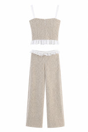 Ensemble beige texturé à volants | Lounelle Paris
