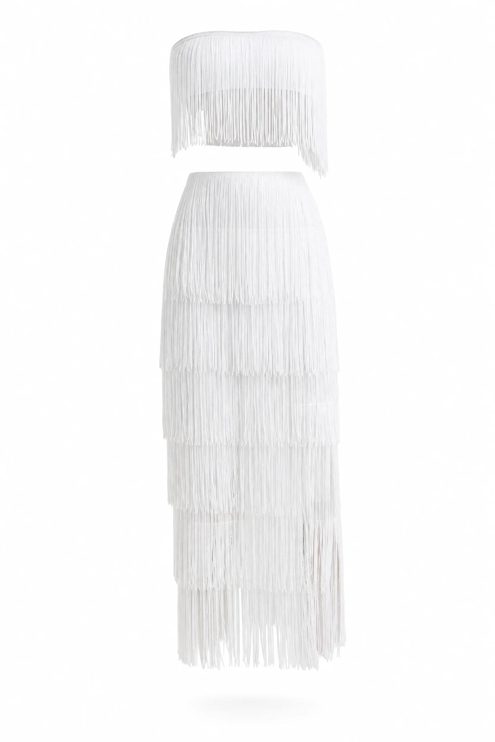 Ensemble blanc bandeau à franges | Lounelle Paris