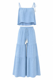Ensemble bleu clair bretelles fines | Lounelle Paris