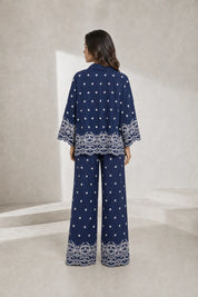 Ensemble bleu marine ample brodé | Lounelle Paris