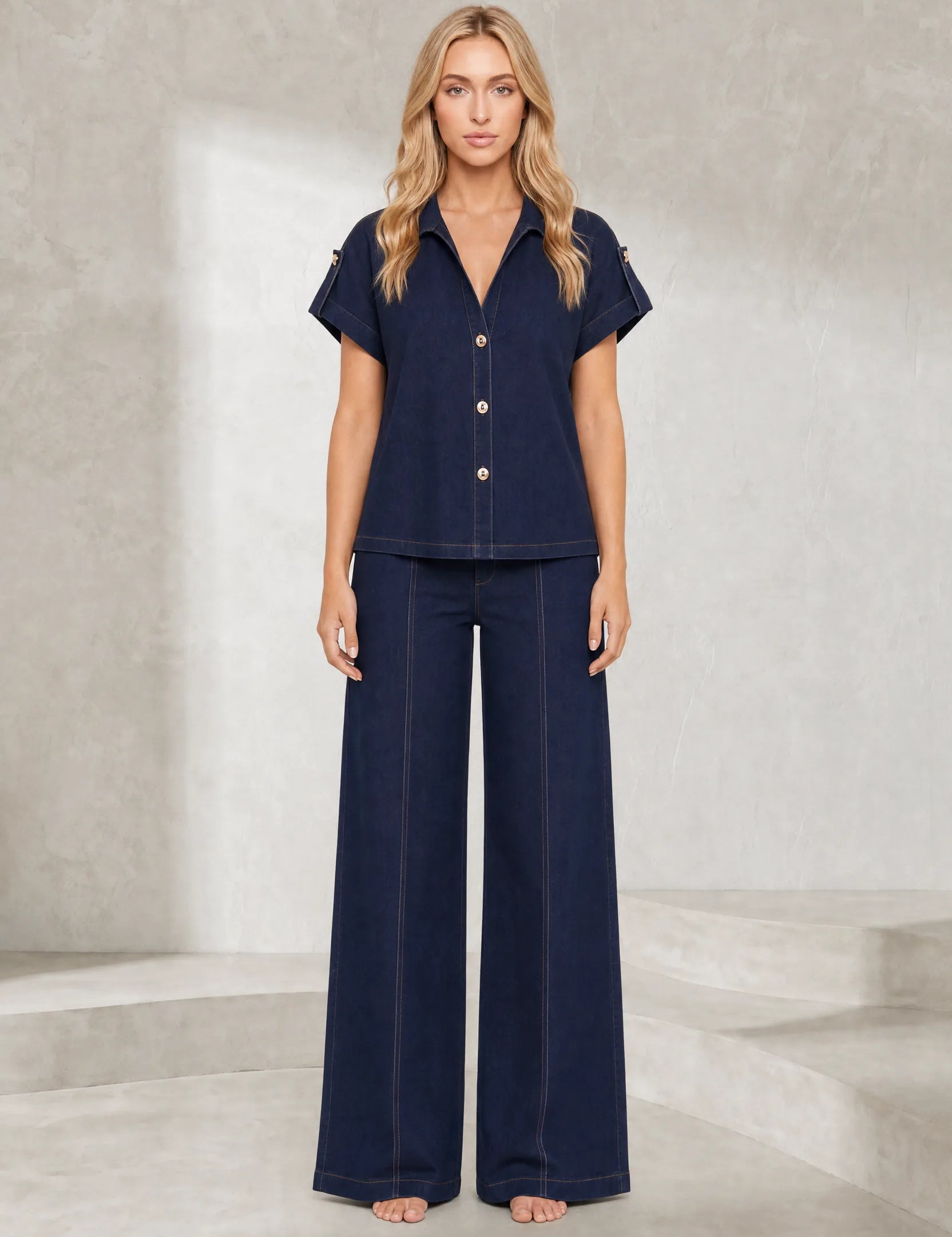 Ensemble denim bleu marine ample | Lounelle Paris