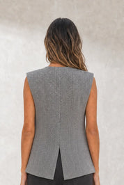 Ensemble gris à chevrons ceinturé | Lounelle Paris