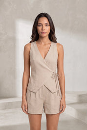 Ensemble kaki col V croisé | Lounelle Paris