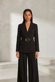 Ensemble noir ceinturé taille haute | Lounelle Paris
