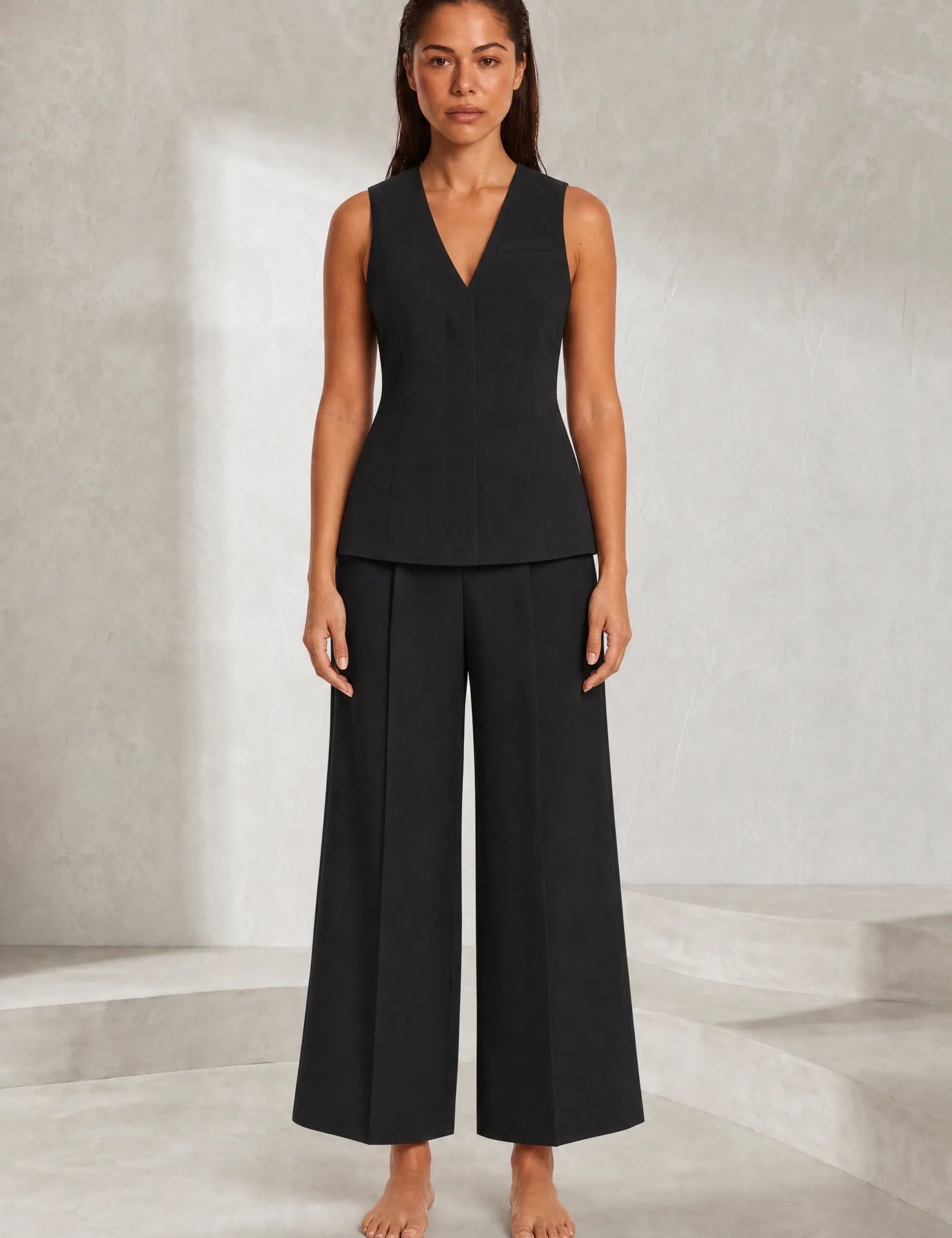 Ensemble noir col V taille haute | Lounelle Paris