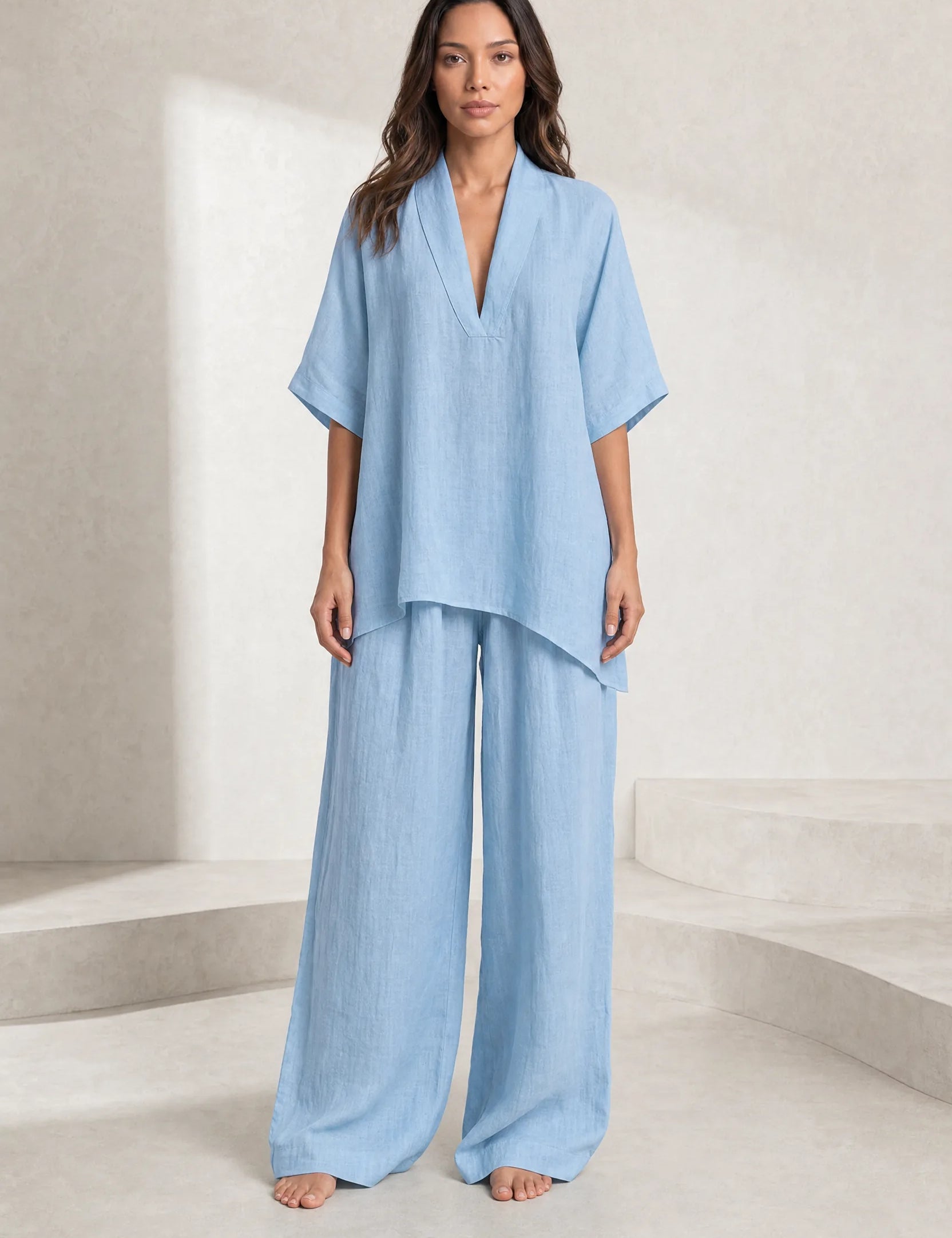 Ensemble pantalon ample col V | Lounelle Paris