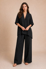 Completo pantalone ampio scollo a V