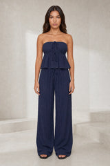 Ensemble pantalon large bustier volanté