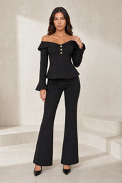 Ensemble pantalon noir à épaules dénudées | Lounelle Paris