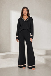 Ensemble pantalon noir bordures contrastées | Lounelle Paris