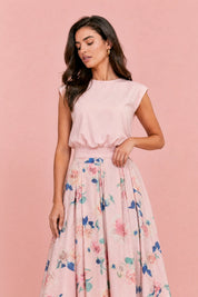 Ensemble rose floral taille haute | Vue rapprochée | Lounelle Paris