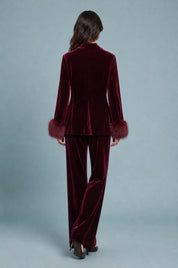 Ensemble velours bordeaux pantalon large | Vue de dos | Lounelle Paris