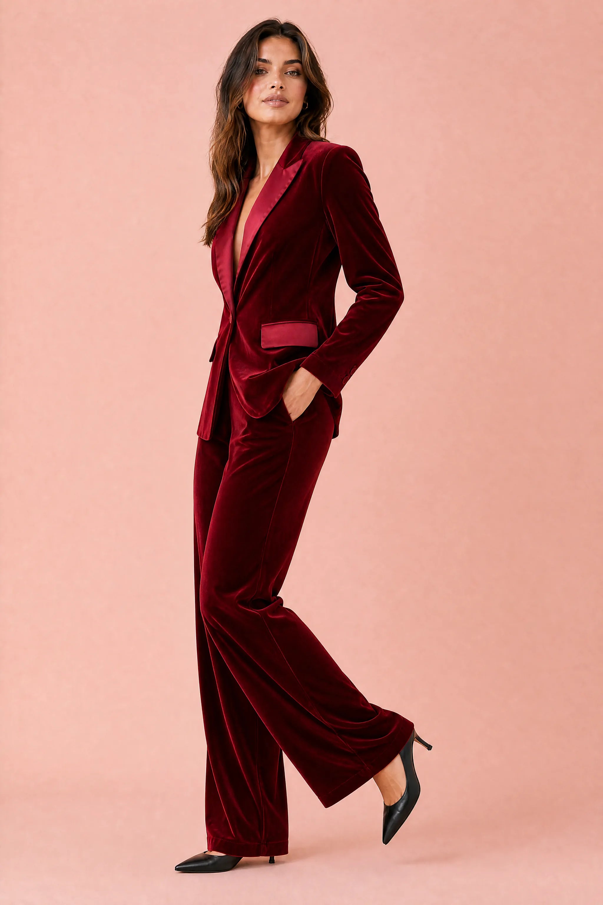 Ensemble velours revers satinés | Vue de profil | Lounelle Paris