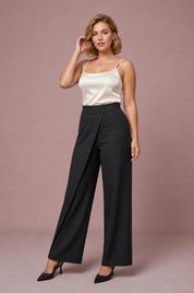Pantalon taille haute asymétrique | Variante Noir | Lounelle Paris