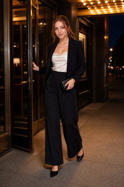 Pantalon large taille haute plissé | Variante Noir - Lifestyle | Lounelle Paris