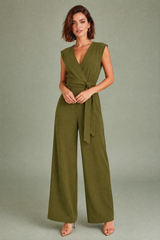 Tuta pantalone fluida scollo a V