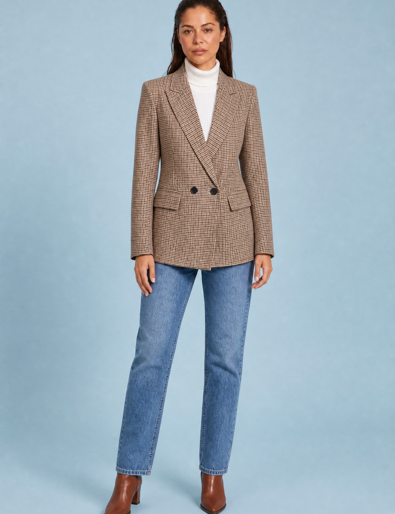 Blazer ajusté motif pied-de-poule | Vue de face | Lounelle Paris