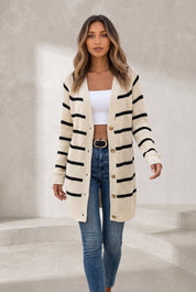 Gilet abricot rayé mi-long | Lounelle Paris