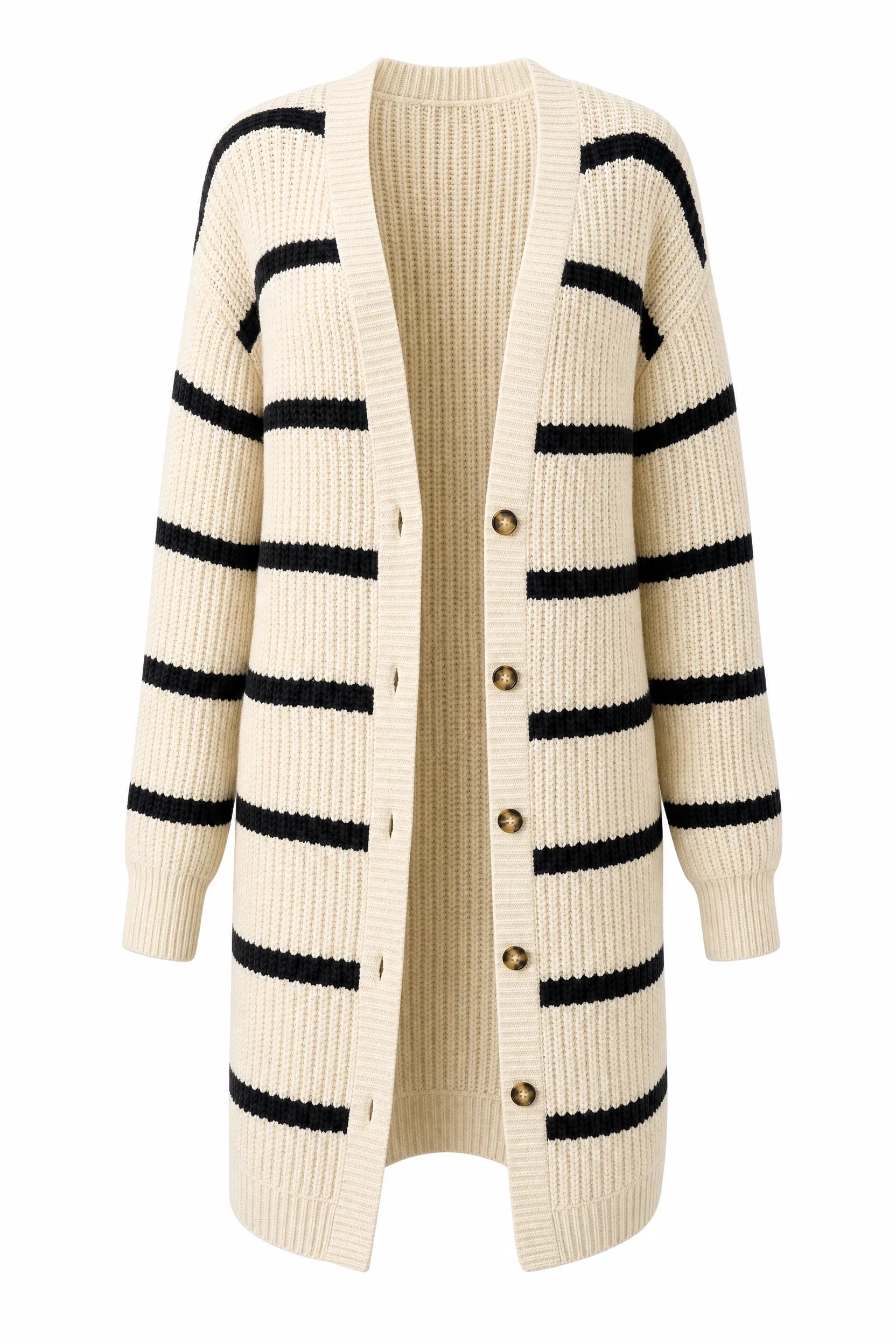 Gilet abricot rayé mi-long | Lounelle Paris