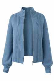 Gilet bleu zippé col montant | Lounelle Paris