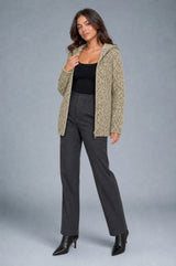Cardigan in maglia con cappuccio e zip