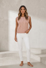 Gilet sans manches rose poudré torsadé