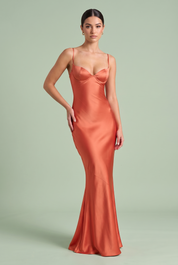 Robe longue coupe sirène dos lacé | Vue de face | Lounelle Paris