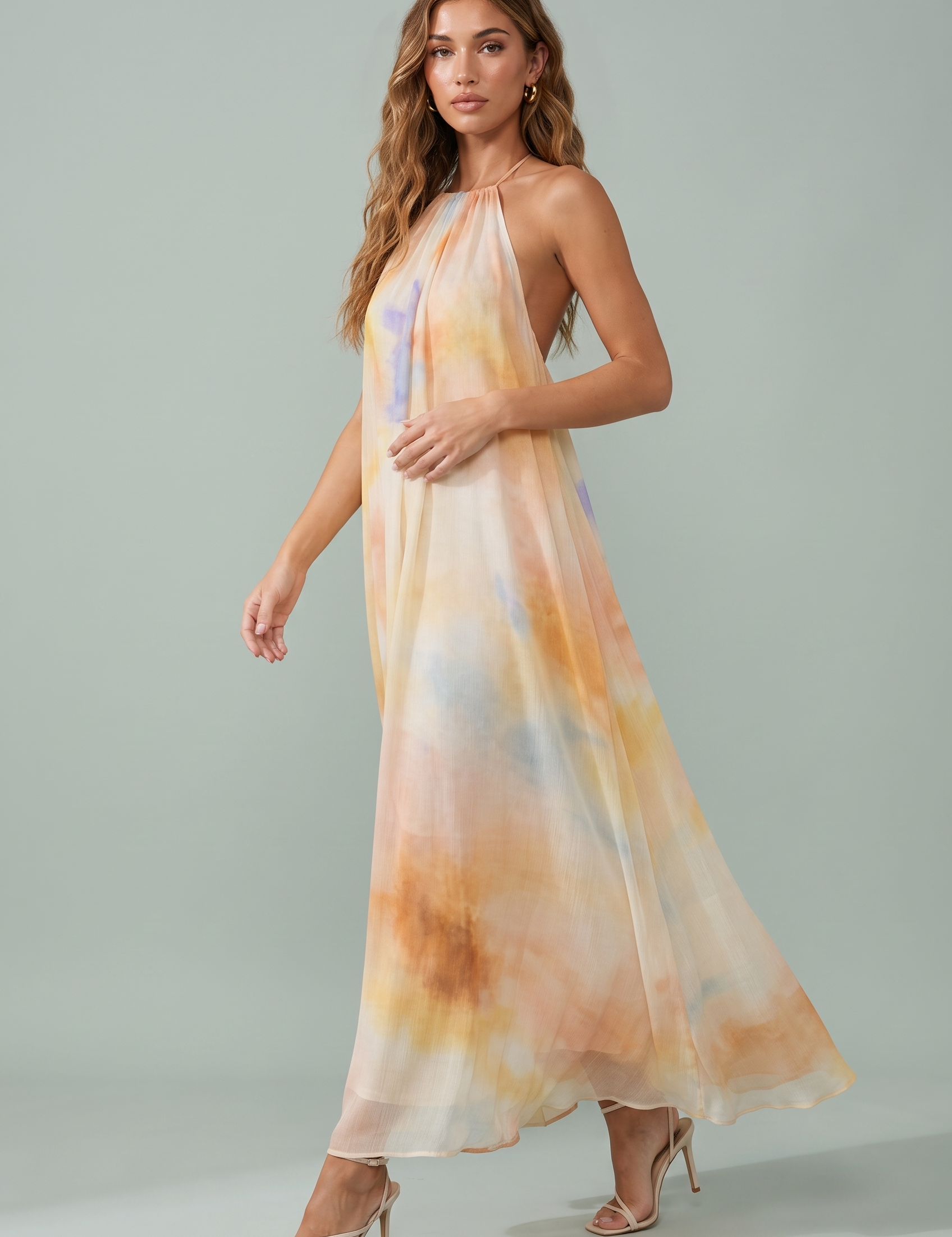 Robe écru col licou dos nu | Vue de face | Lounelle Paris