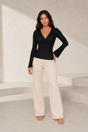 Top en maille col V manches évasées | Lounelle Paris