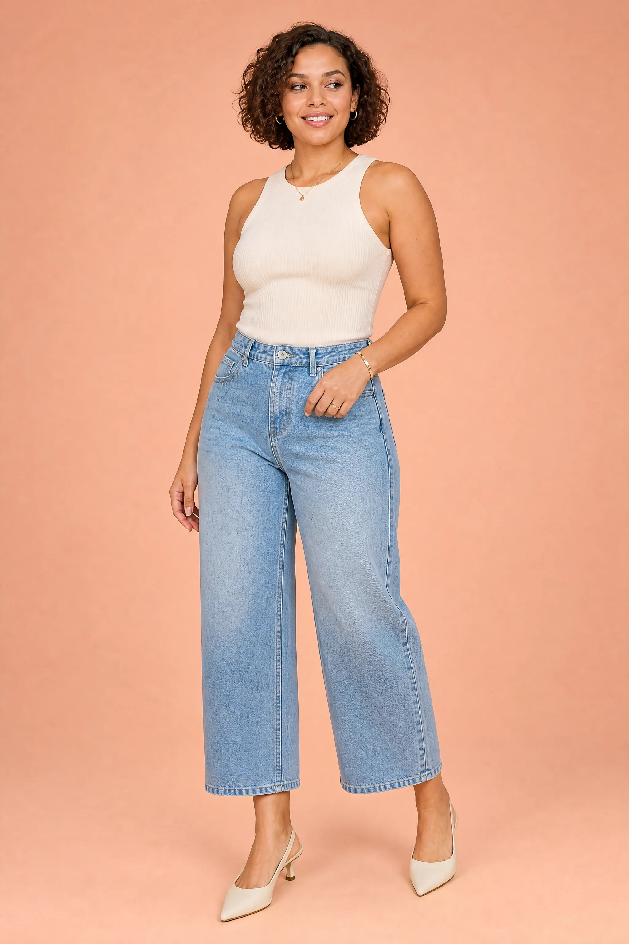 Jean ample taille mi-haute | Porté sur une autre silhouette | Lounelle Paris